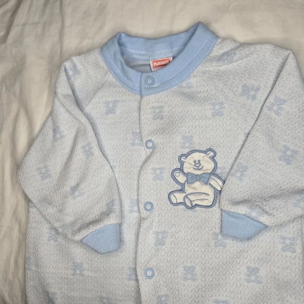 VINTAGE 1999 PLAYSKOOL Footed Sleeper 6-9‎ Months Blue Snaps Lightweight